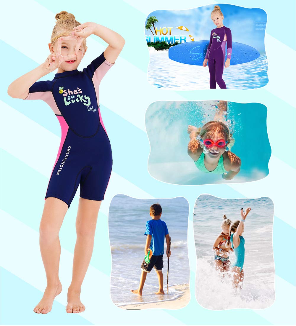 DIVE & SAIL Kinder Neoprenanzug, 2,5 mm, warm, einteilig, UV-Schutz, Shortyanzug