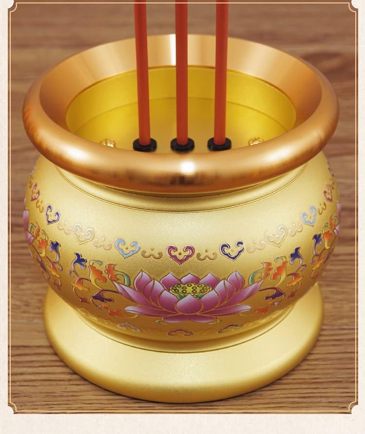 Miniatura 2 de Quemador de incienso eléctrico LED de aleación de cobre con batería recargable USB, ideal para suministros budistas, estilo pintado