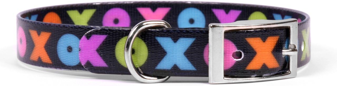 Blue/Brown Polka Dot Waterproof and Odorproof Adjustable Dog Collar - 3/4" W x 16" L - Made in The USA