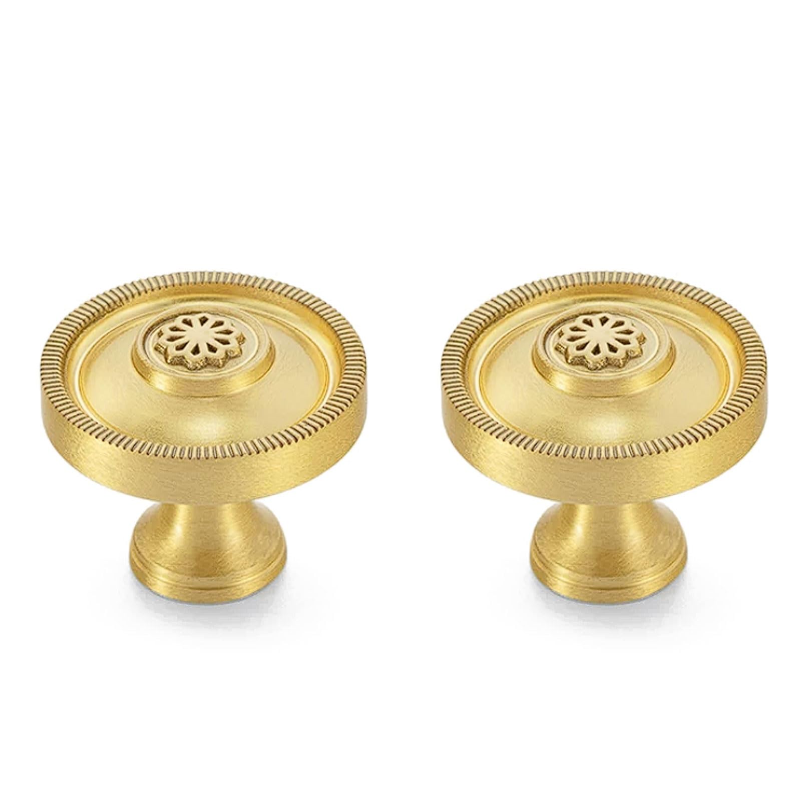 Chenhoju Bronze Round Brass Cabinet Knobs Single Hole, Antique And Brass Finish For Wardrobes, Drawers, And Kitchen Cabinets Cabinet Pulls(Bronze)