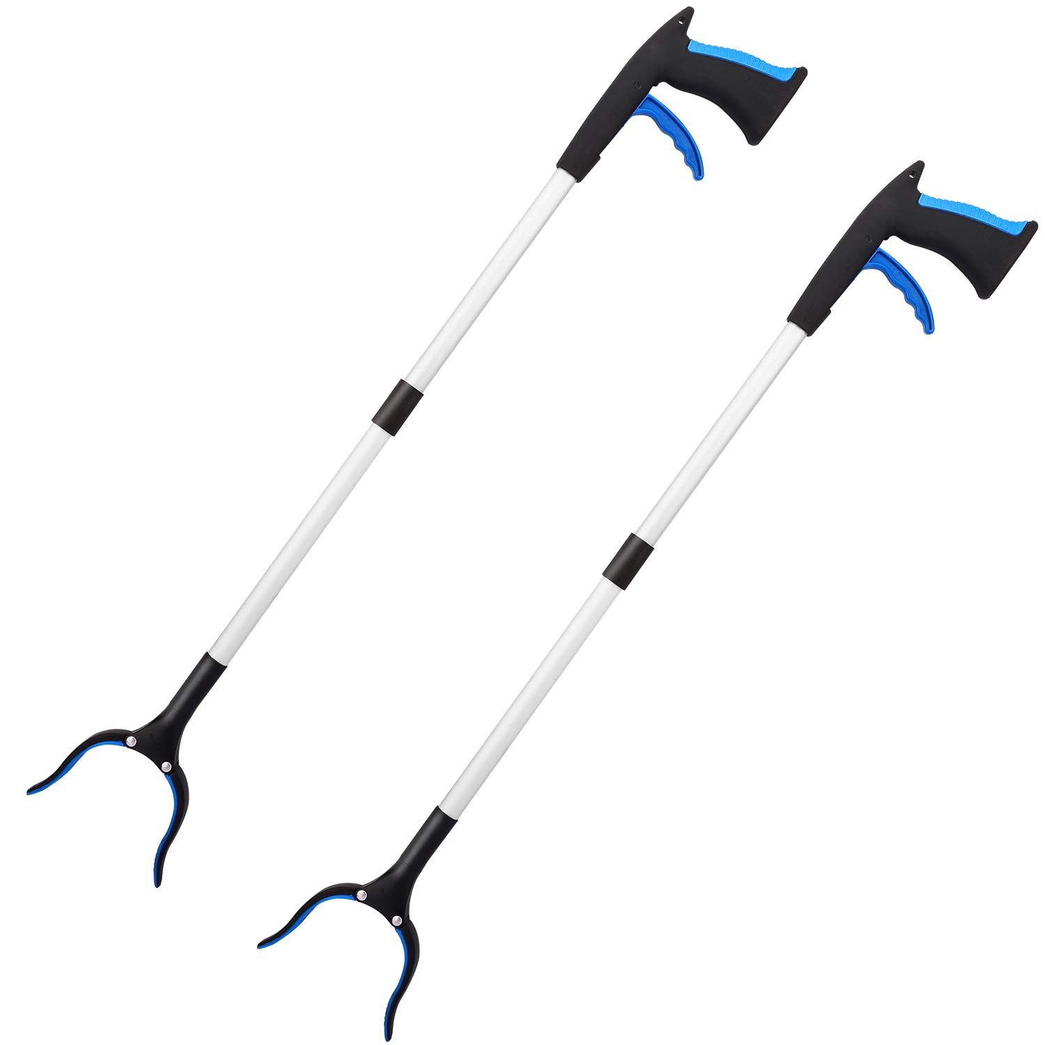 Housolution Reacher Grabber Tool, 32" Foldable Pickup Tool, Lightweight Aluminum Reaching Aid with Rotating Rubber Gripper, Long Arm Extender for Elderly, Litter Trash Picker, Garden Nabber, Blue