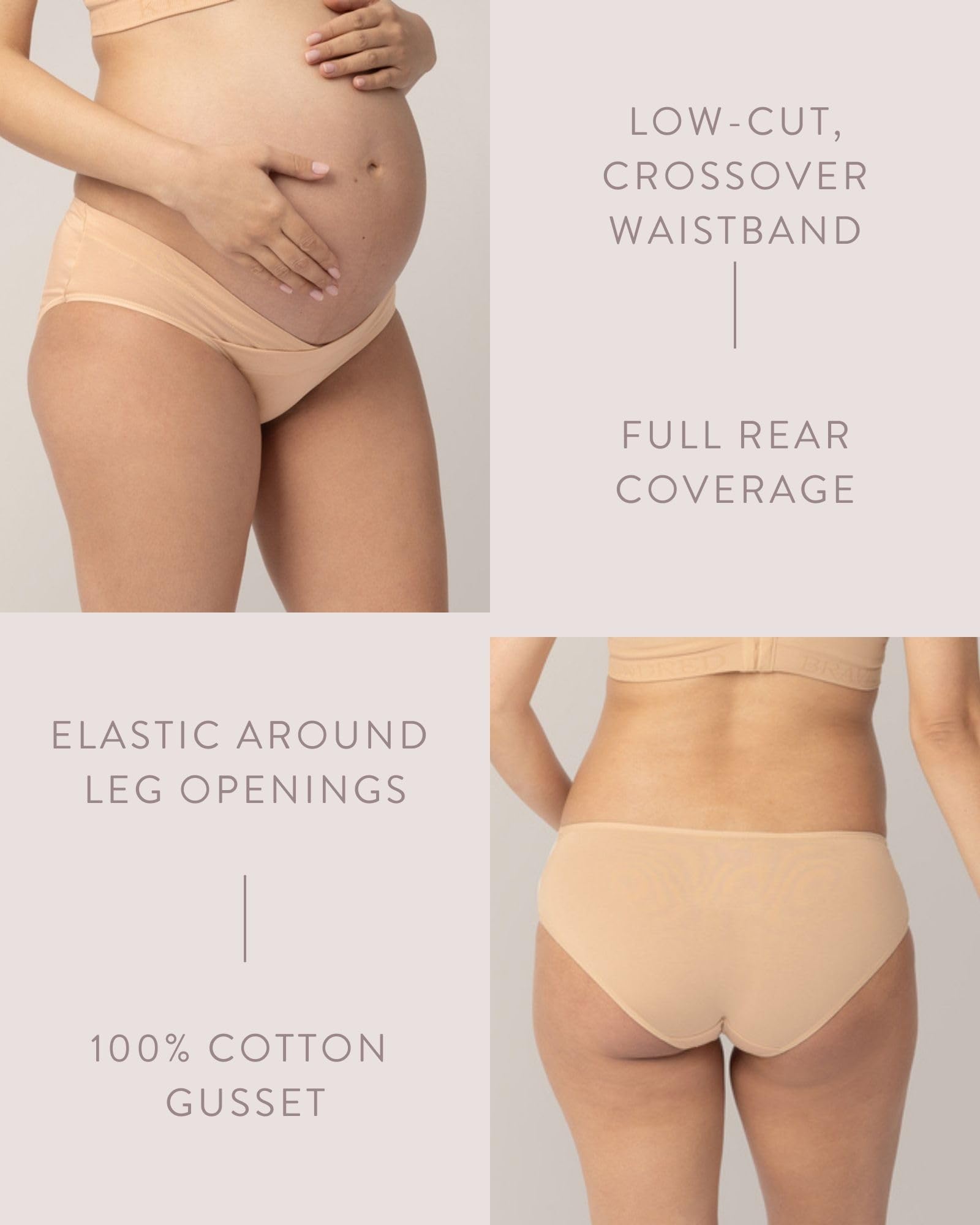 Kindred Bravely Under the Bump Bikini Maternity Underwear for Pregnancy, Black/Beige, Large 3