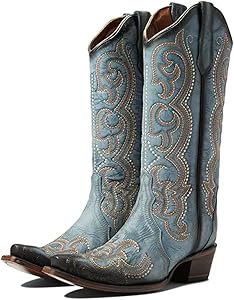 Corral Ladies Black Honey Inlay Embroidery Square Toe Boots A4127...