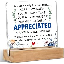 Appreciation Gifts for Coworker - Thank You Gifts for Women Men Friends - Inspirational Team Gift Ideas - Motivational Quote Clear Desk Acrylic Sign Decor Home Office Positive Affirmations Desk Decor