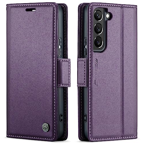 Pochette portefeuille Samsung S22 violette étui rabat clapet porte carte RFID