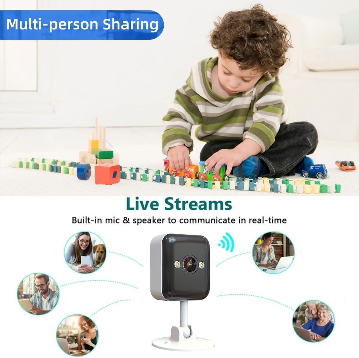 JOOAN S-3MP A6M-U Security Camera with icons representing multi-person sharing