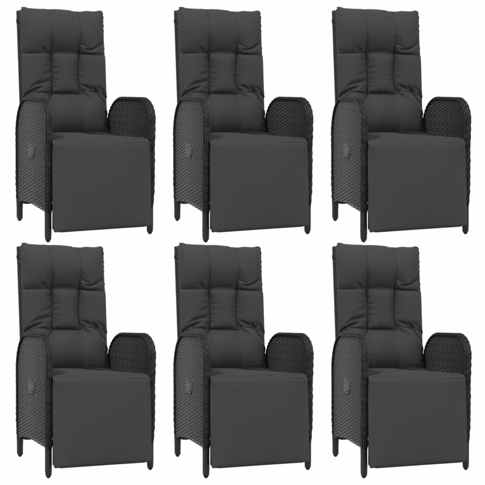 3185077 Set da Pranzo da Giardino 7 pz Nero con Cuscini in Polyrattan Testata in Legno,Testata Letto Matrimoniale Muebles Dormitorio Spalliera Letto Testiere per Letto Matrimoniale