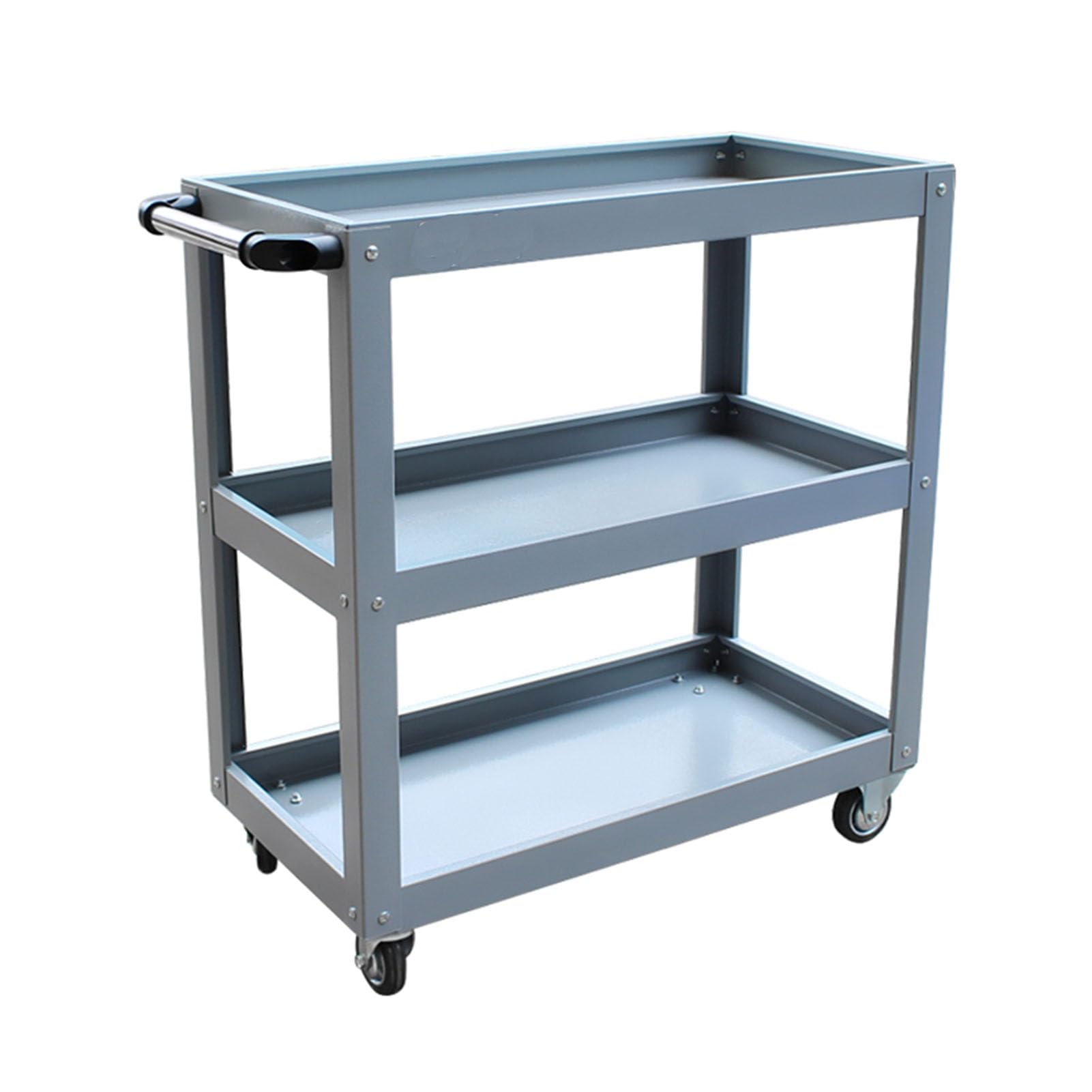 DonHeK Tool Cart,3 Tier Rolling Tool Cart with Wheels,Heavy Duty Steel Utility Cart 330lbs Load Capacity for Garage Warehouse Workshop and More (Color : Gray), 78456