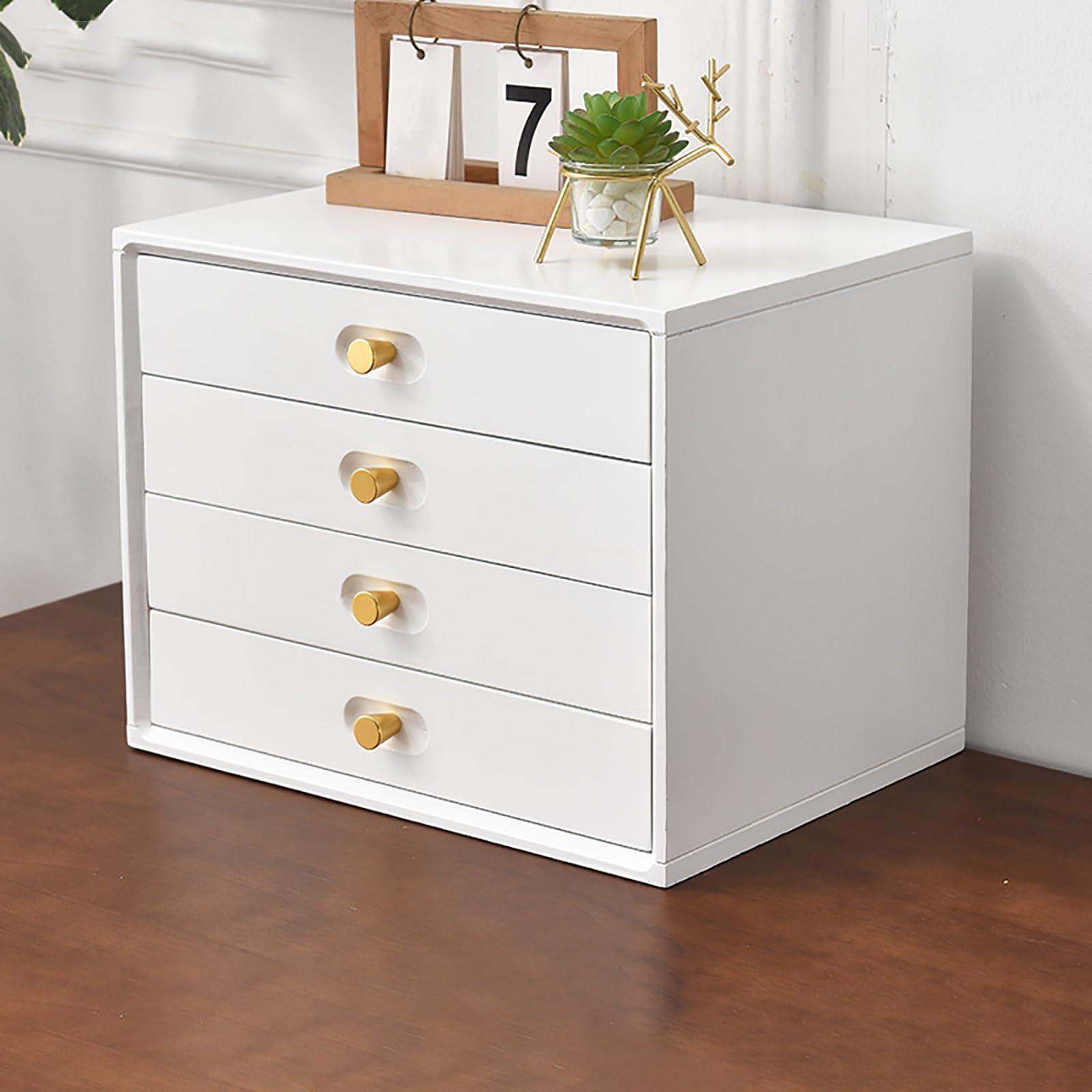 Wooden Desk Box,Multi-Layer Drawer Cabinet For Office & Home,Stylish Functional Design,Heavy-Duty Capacity,Perfect For Workspace Storage Solution,Wei-4 layer
