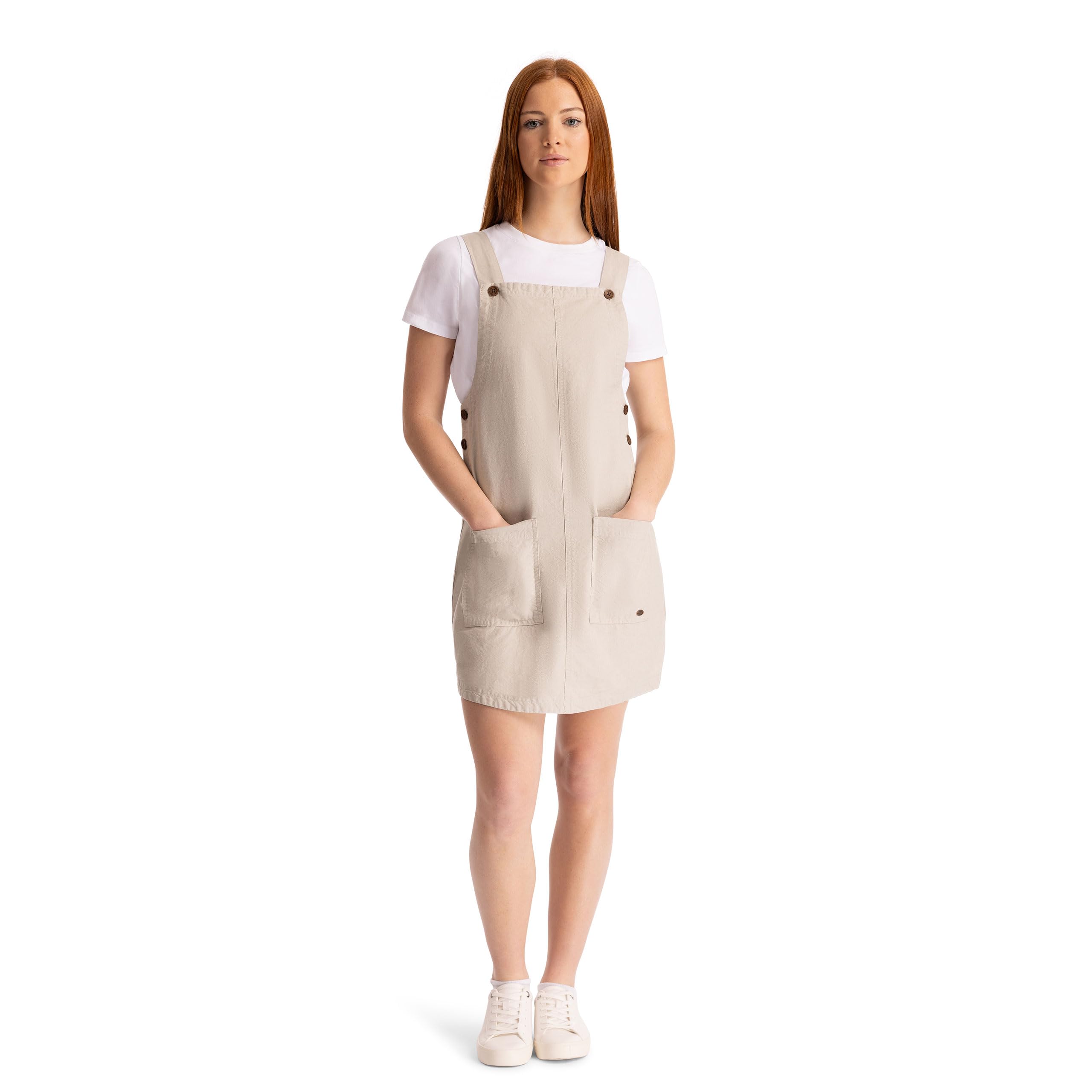 Trespass Womens Pinafore Dress Twirl - Corduroy, Button Fastening Straps, Button Fastened Sides, 2 Front Patch Pockets, 100% Cotton