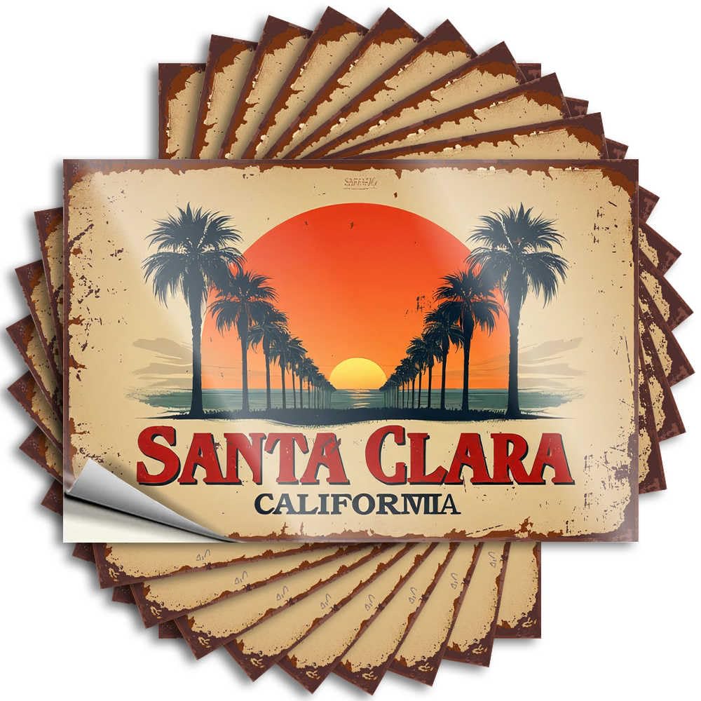 Santa Clara, California: A Tropical Sunset Paradise Front Entrance Decor Coffee DIY | Coastal Tattoos Bumper Removable Vinyl Sticker Decal(6X9CM)