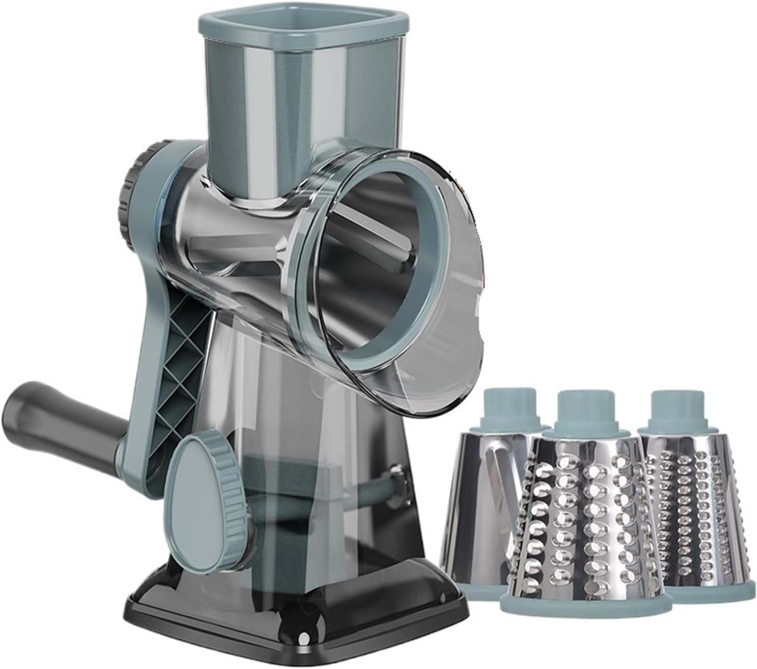 3 in 1 Rotary Cheese Grater Versatile Manual Vegetable Slicer Peanut Nuts Grinder Shredder(Red)