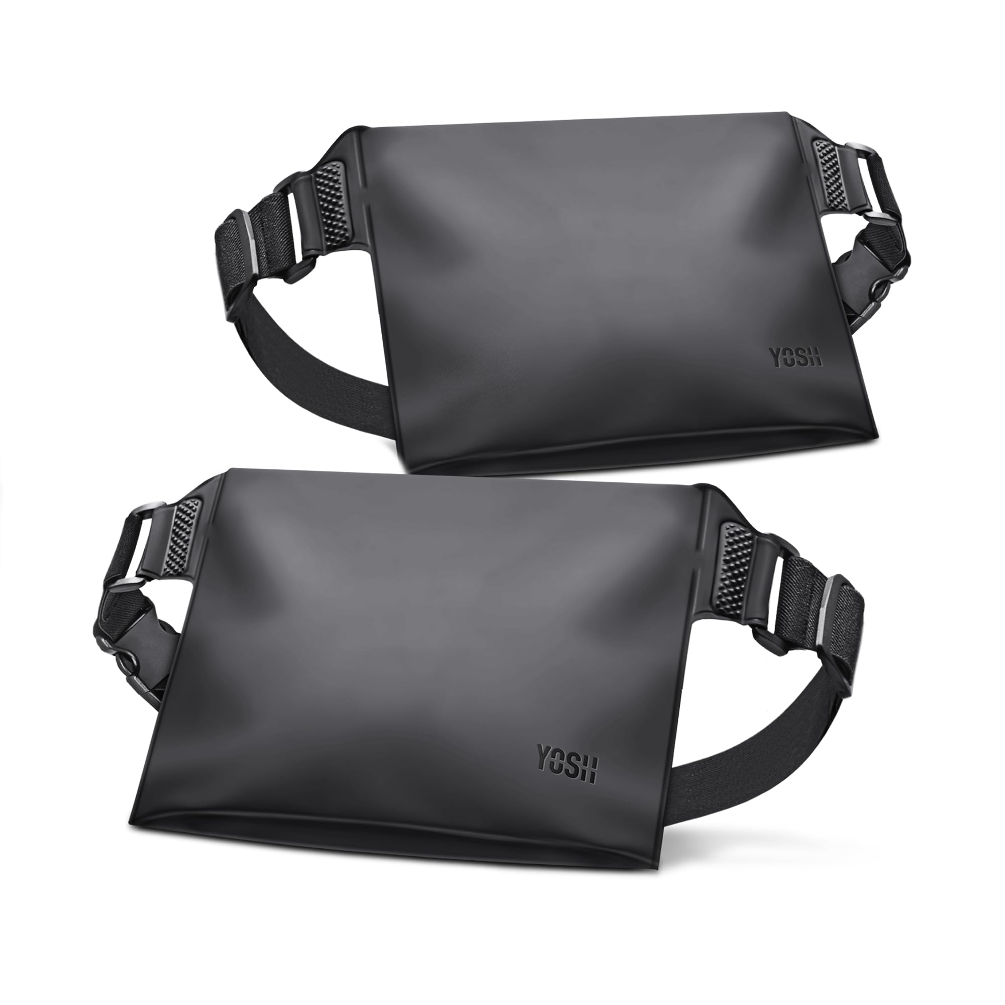 YOSH wasserdichte Tashce mit Verstellbarem Gürtel, 2 Stück Wasserfeste Beutel, Wasserdicht Bauchtasche Drybag Waterproof Bag für Outdoor Aktivitäten, Wassersport, Schwimmen, Bootfahren - Schwarz