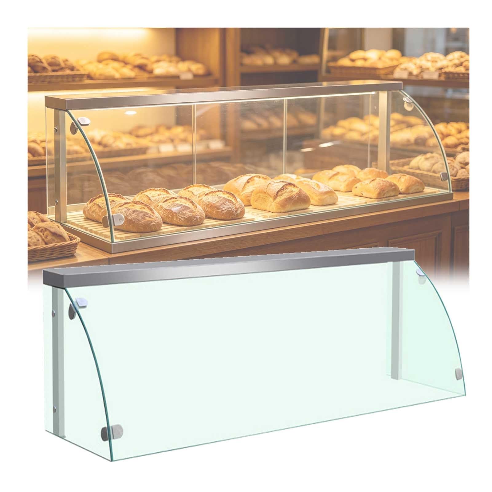 Vetrina Pasticceria, Buffet Refrigerato Commerciale Coperchio In Vetro, Tavolo Riscaldante Esposizione Pane E Alimenti Per Cucina(81X53X50CM)