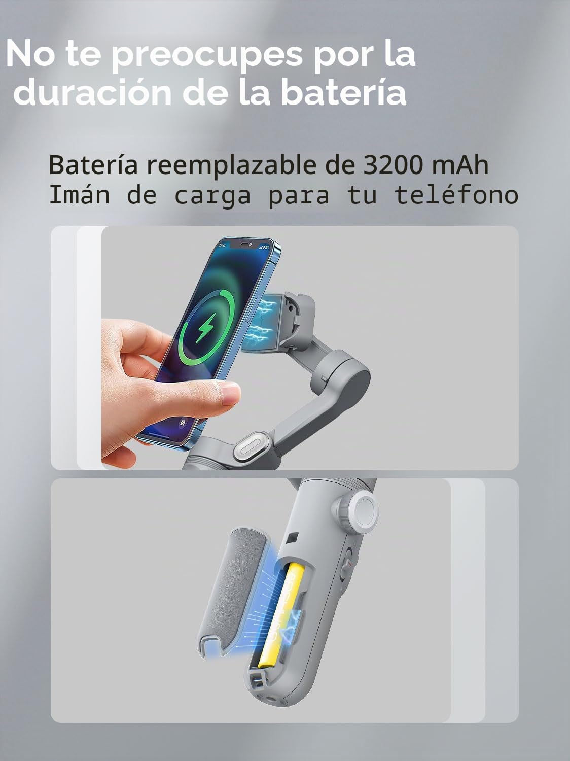 Estabilizador de cardán para Smartphone, Juego de Luces de Repuesto magnéticas RGB, Pantalla OLED, Rueda de Enfoque de luz LED, estabilizador Profesional de 3 Ejes para Android y iPhone, Kit AOCHUAN
