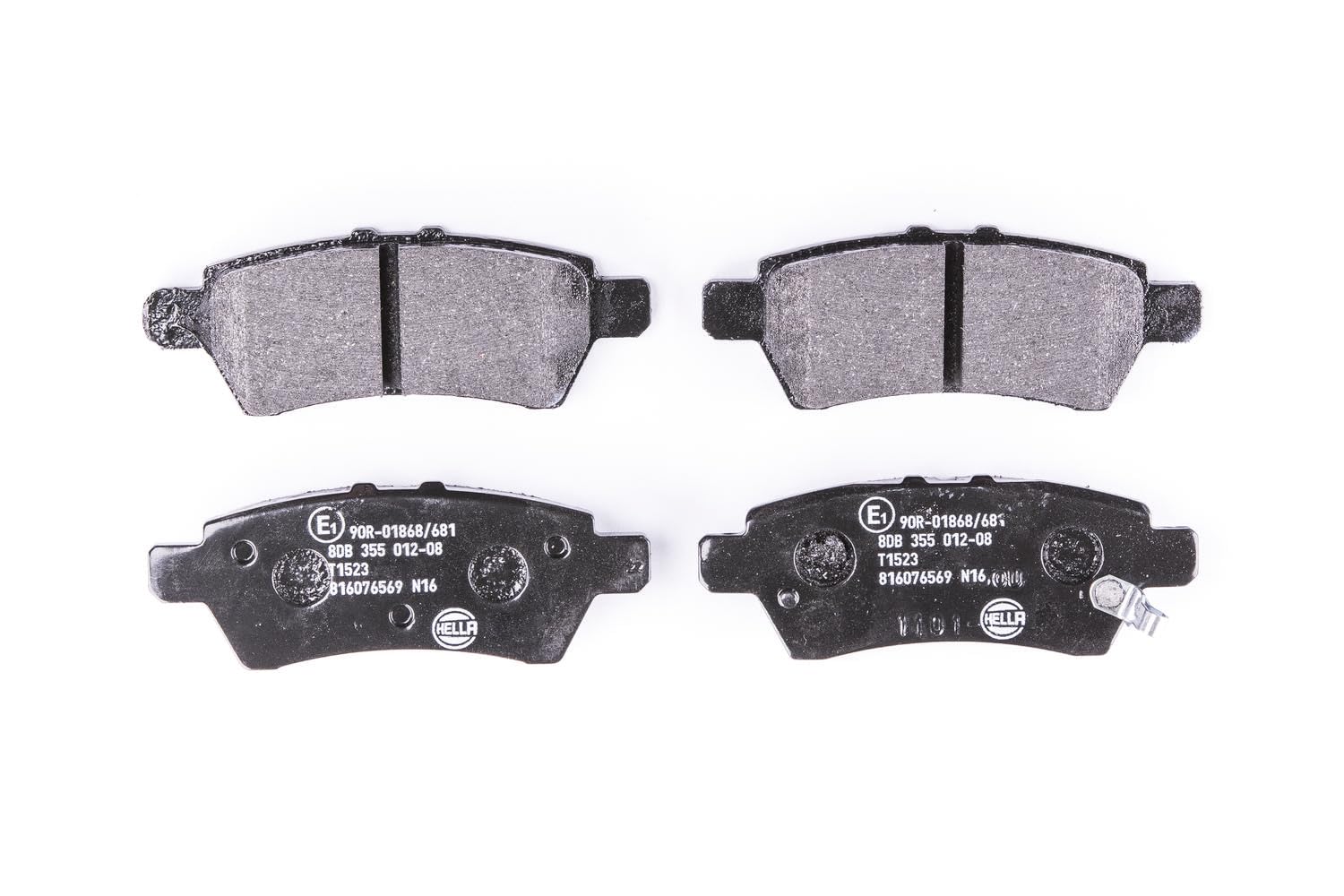 HELLA 8DB 355 012-081 Brake pad set - with acoustic wear warning - T1523 - for e.g. NISSAN