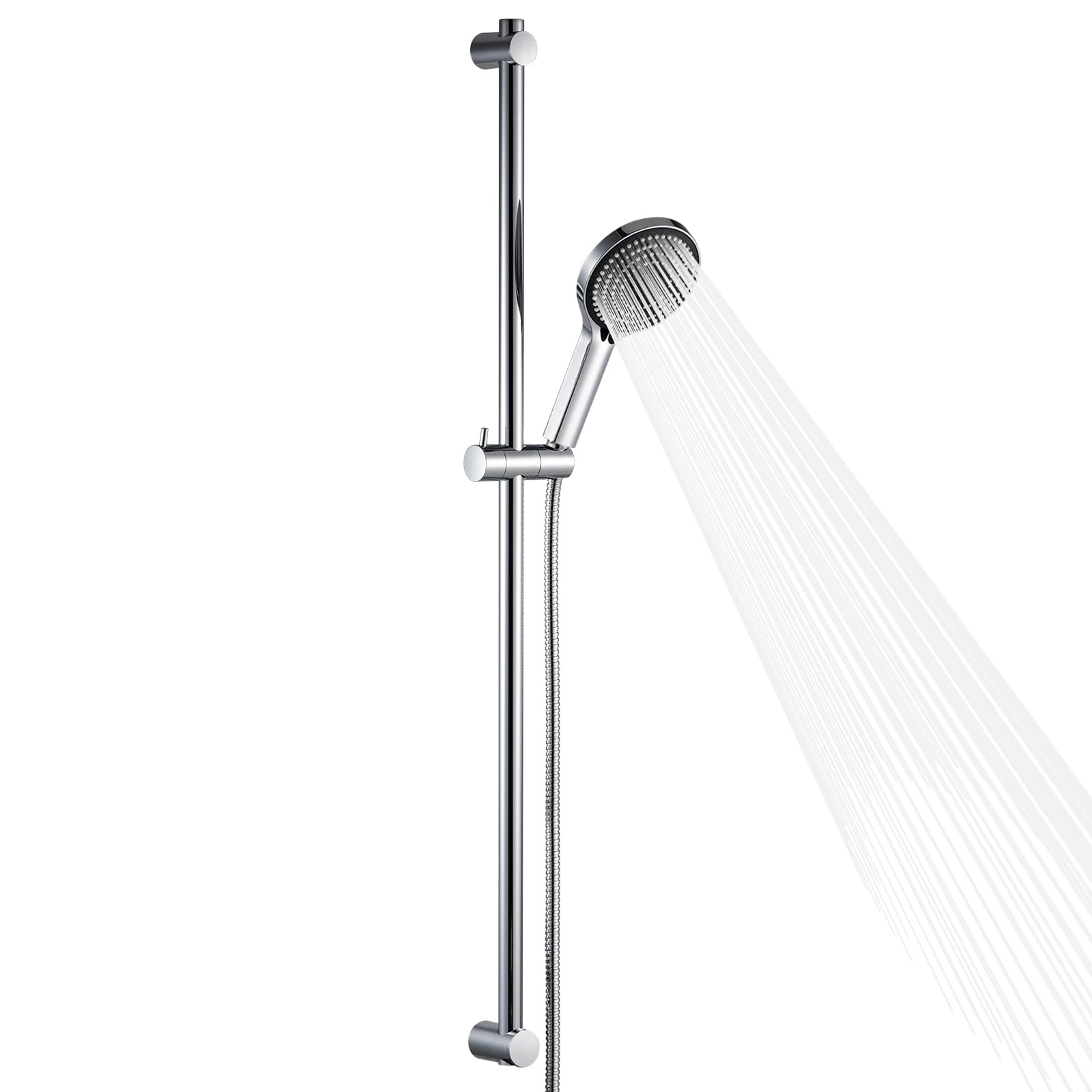 OFFO Duschstange mit Brause, Duschstange 100cm, Duschkopf mit Schlauch 1,6m, Verstellbarem Brausestangenset, Chrom