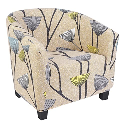 Image of SearchI Club Chair Slipcover Stretch Barrel Chair Covers Printed Tub Chair Slipcovers Spandex Armchair Sofa Cover Removable Couch Furniture Protector Arm Chair Cover for Living Room (Dandelion)