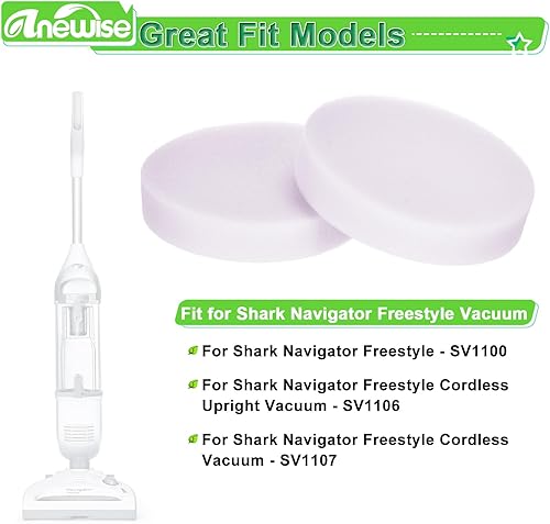 Miniatura 2 de Anewise Paquete de 4 filtros para Shark Navigator Freestyle SV1106, SV1107 y SV1100. Comparar con el número de pieza XF1100T