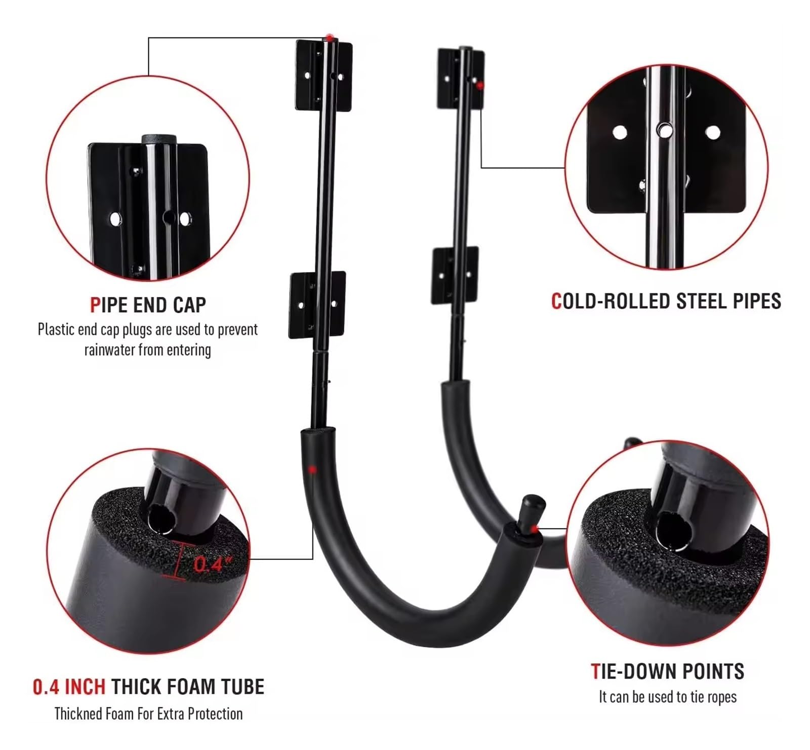 Supporti per Tavola da Surf Supporto da parete for tavola surf e kayak, accessorio for stand-up paddleboarding, supporto for barca, gancio for