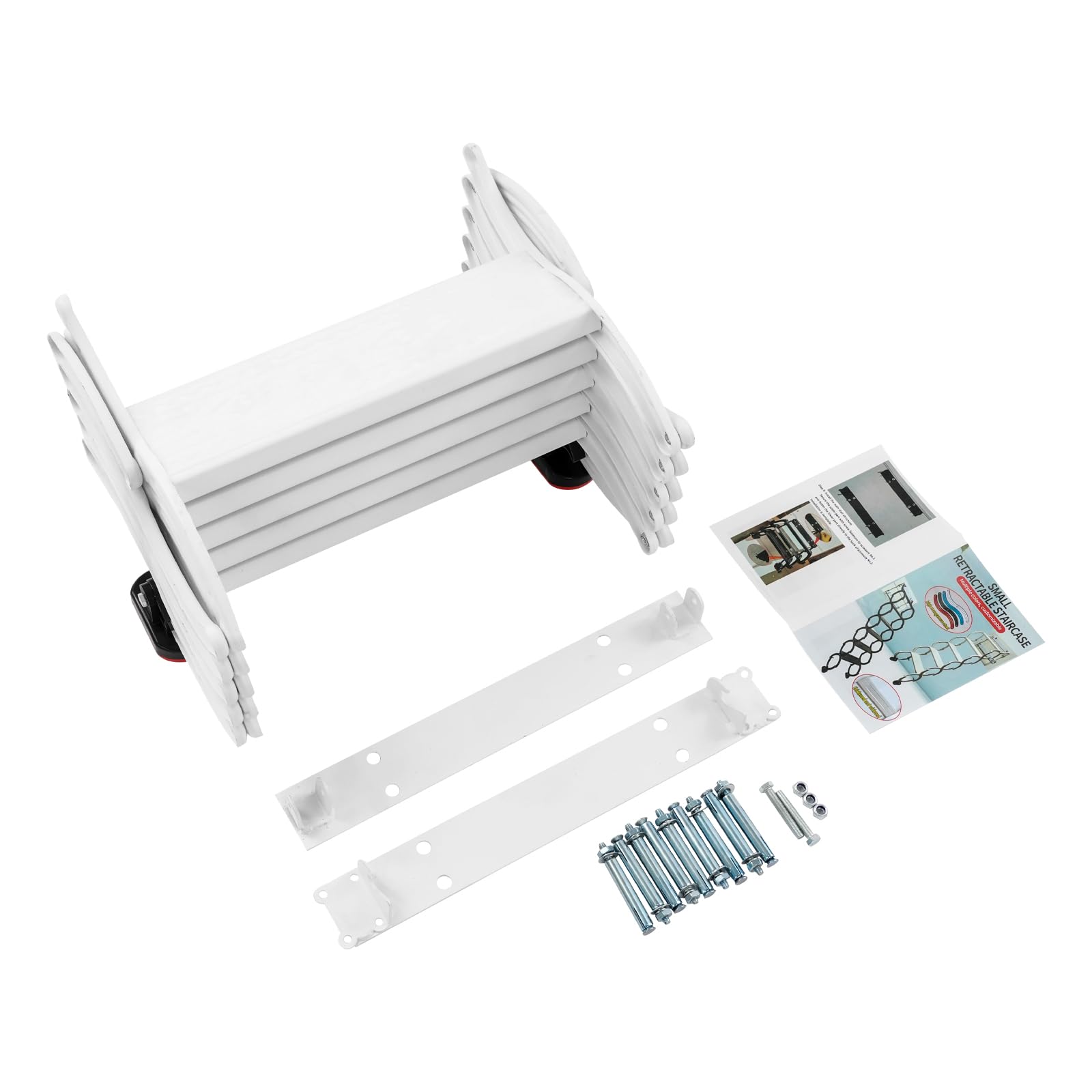Escalera Telescópica Plegable, 5 Pisos Escalera Telescópica para ático,Escalera de Acceso al Altillo con peldaños Antideslizantes Recubiertos de Goma, Altura Vertical 125 cm, Capacidad 200kg