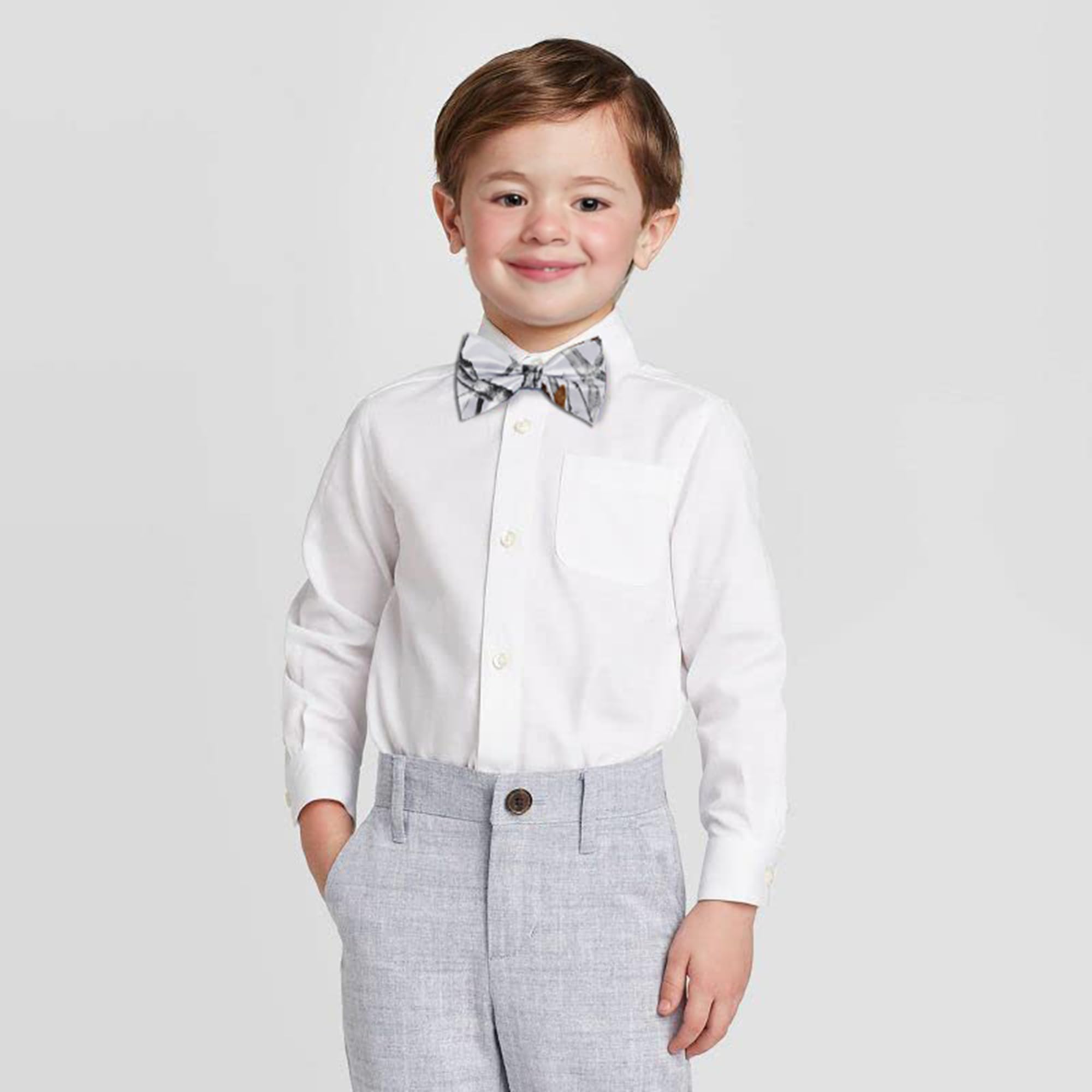 GSQWAHS Camo Boys Ties Camouflage Children's Necktie With Bow Ties Weding Accessories 2 Piece Set