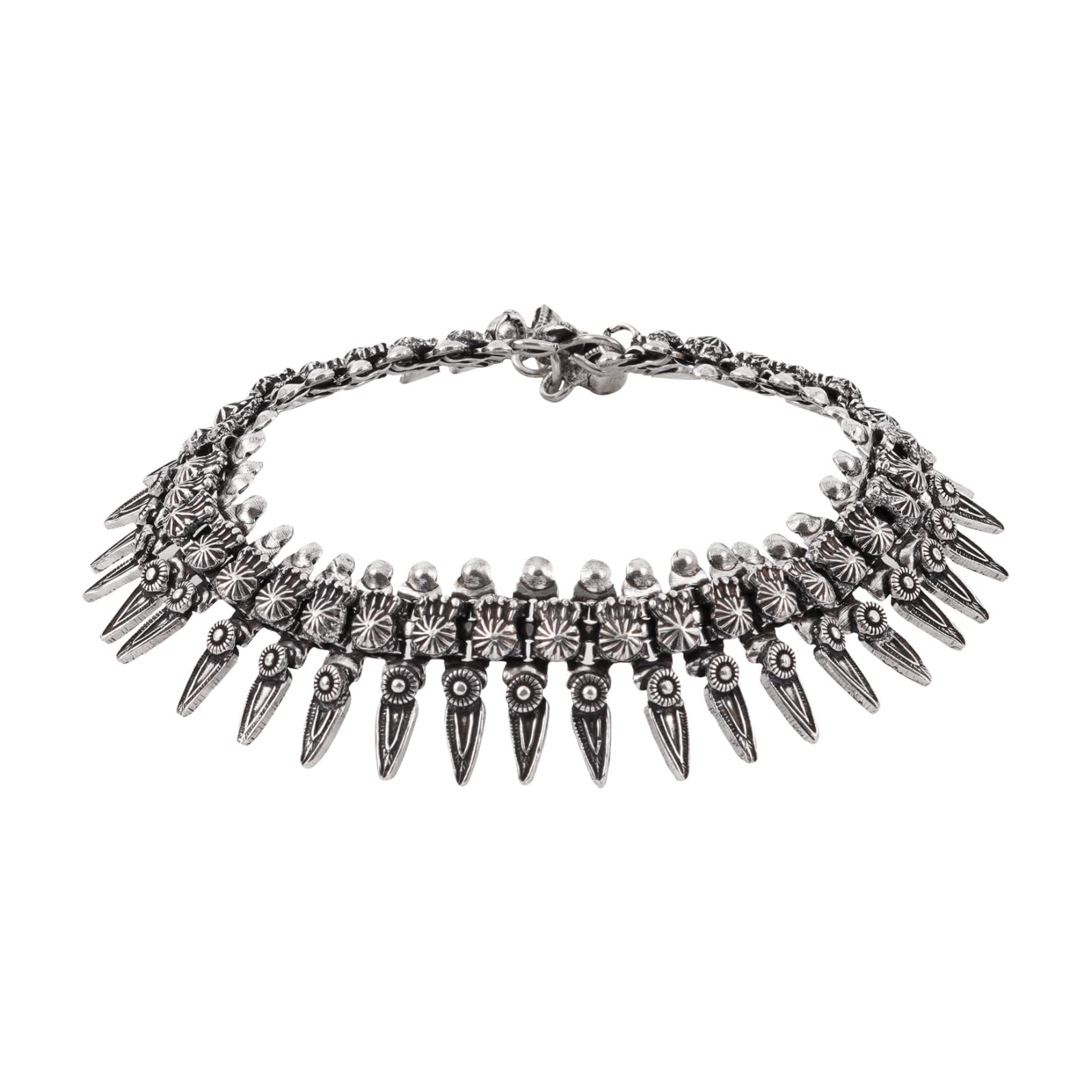 Rasa Silver Oxidised Anklets-image-46