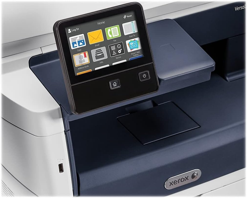 Close-up of the Xerox VersaLink B405/DN control panel with touch screen