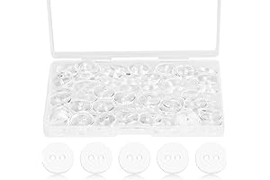 100 Pack Transparent Round Resin Buttons with Storage Box