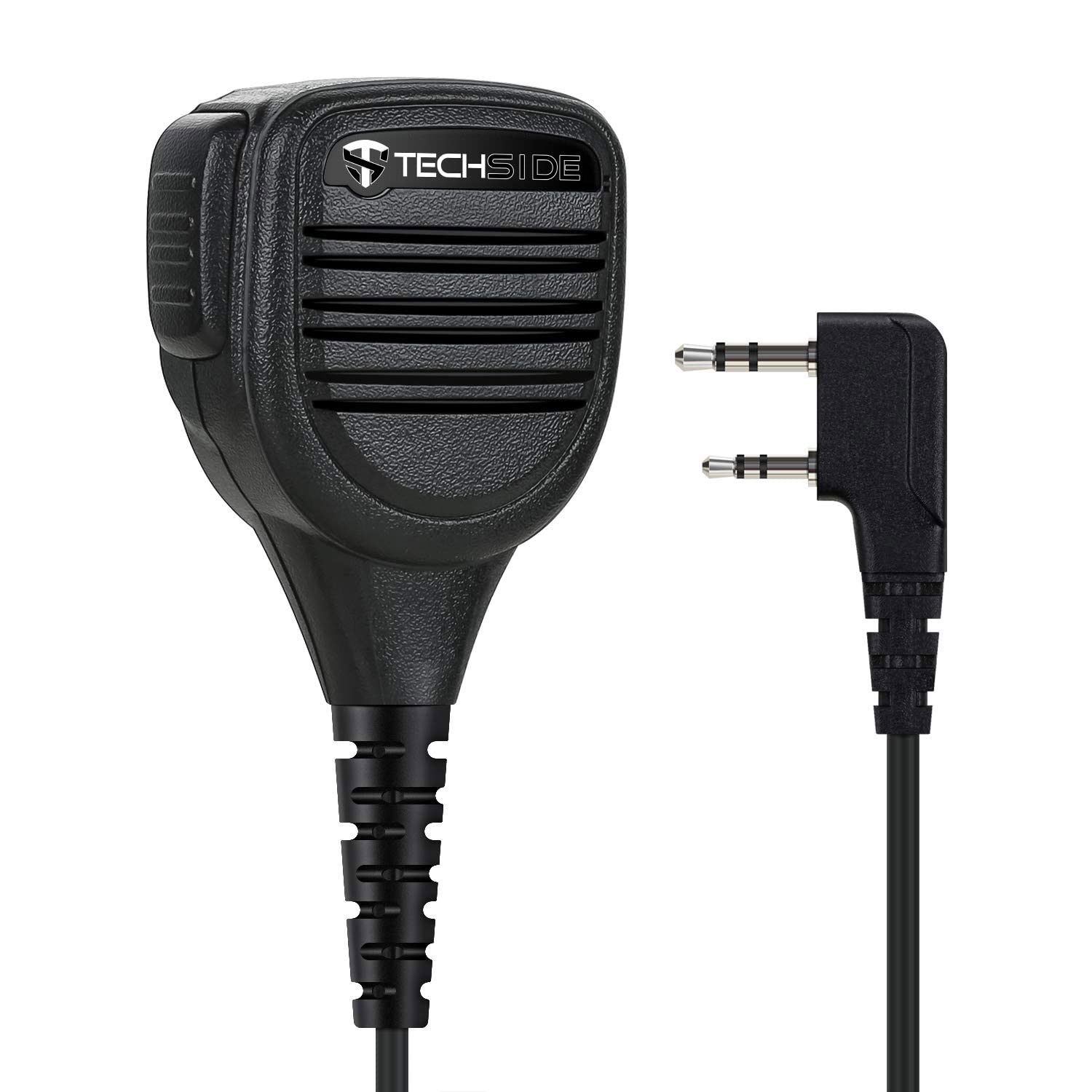 TechSide Mikrofon wodoodporny głośnik na ramię 2 piny Kenwood Jack 3,5 + obrotowy klips radiowy z odbiornikiem | Kompatybilny z TS-T9+ TI-F8+ Midland G10 G11V CT210 BaoFeng UV5RA UV-82 (5 sztuk)