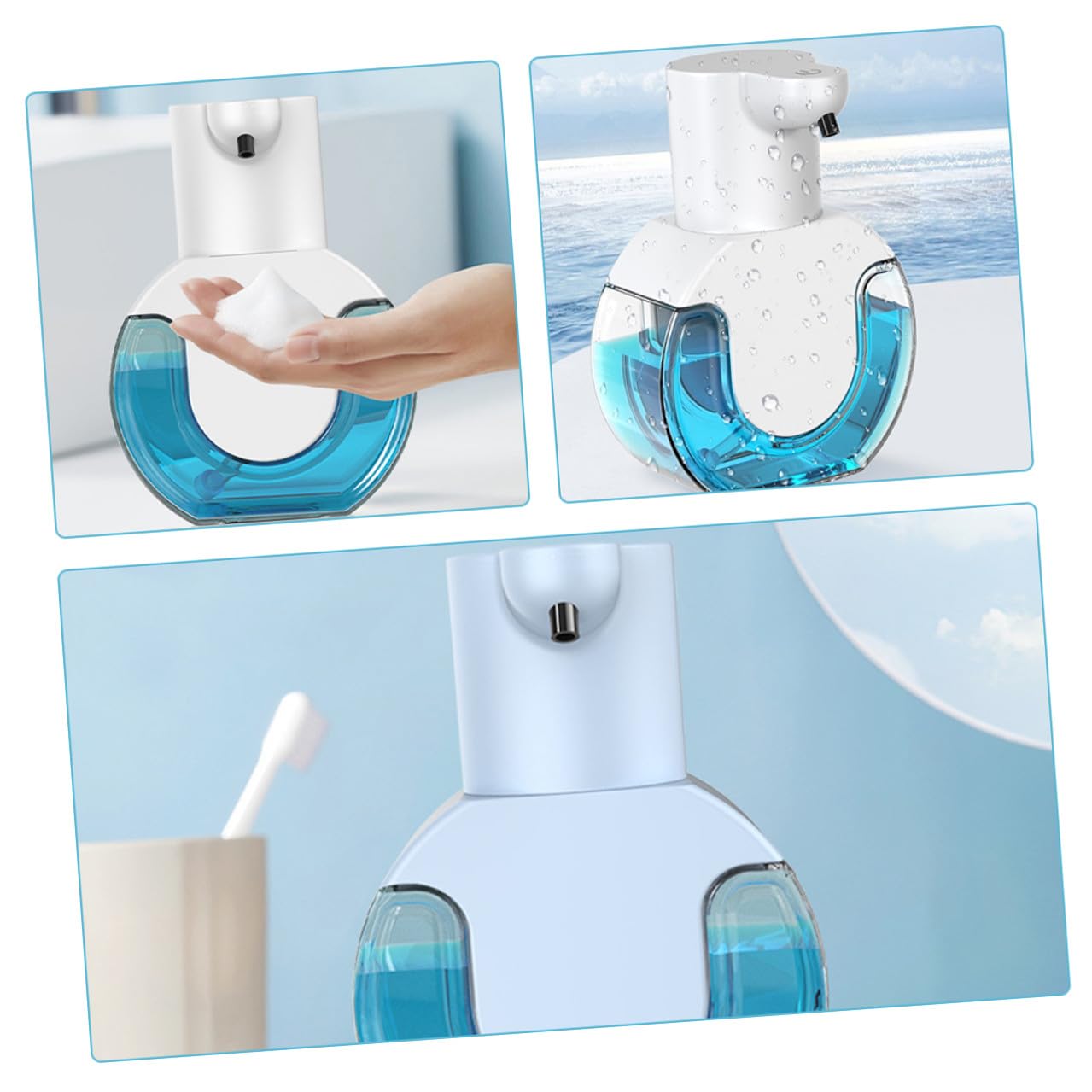 Dispenser di Sapone Automatico in Abs Sensore a Infrarossi Riutilizzabile 430ml Bianco 4 Livelli Regolabili per Uso Domestico da Tavolo o Parete