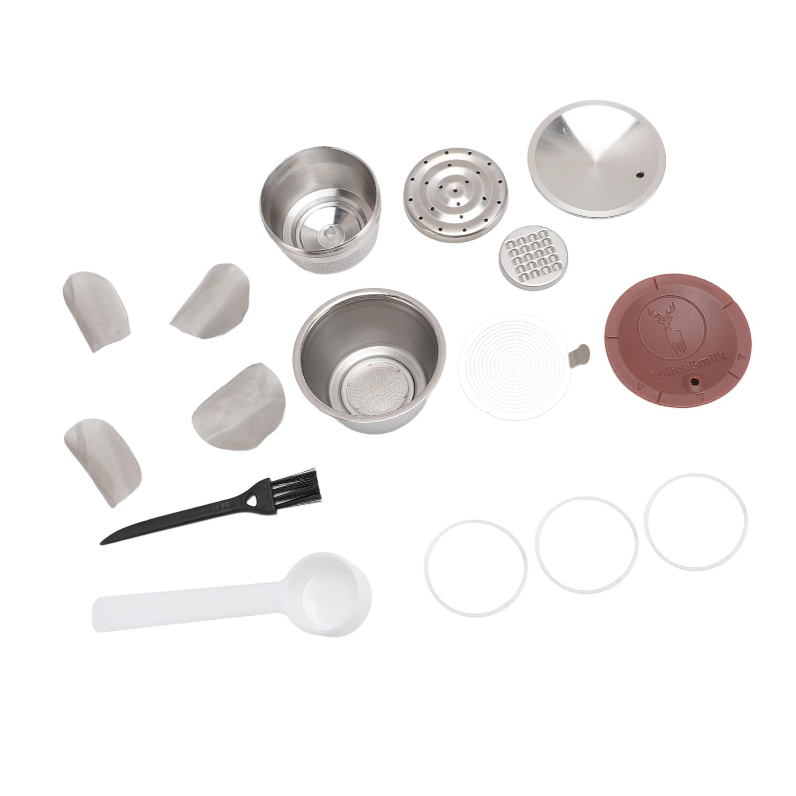 Cápsula de café de Acero Inoxidable, Cápsulas de Reutilizables, Cápsulas de café Recargables, Filtros de Tazas de Acero Inoxidable, Tapa de Silicona Fácil de Limpiar, Portátil,