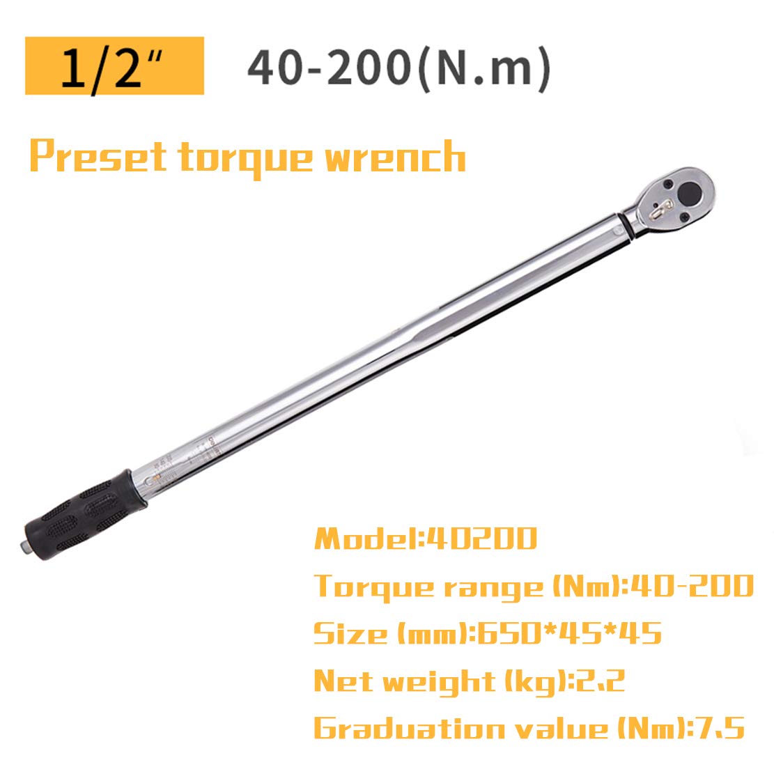 Llave dinamométrica de 1 pulgada, 1/2 y 3/4, 2000 Nm de alto par de grado industrial con función de liberación rápida