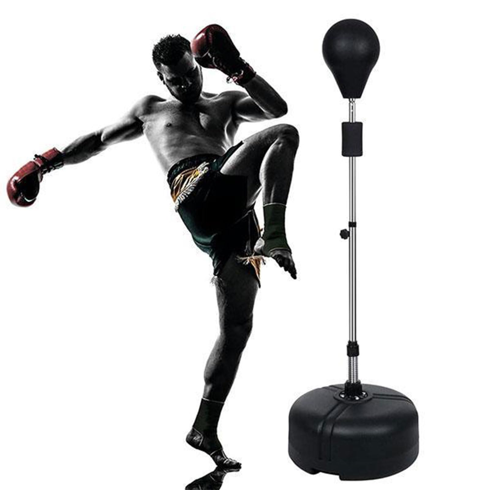 Punchingball - Saco de boxeo de pie (120-160 cm, ajustable, para adultos), color negro