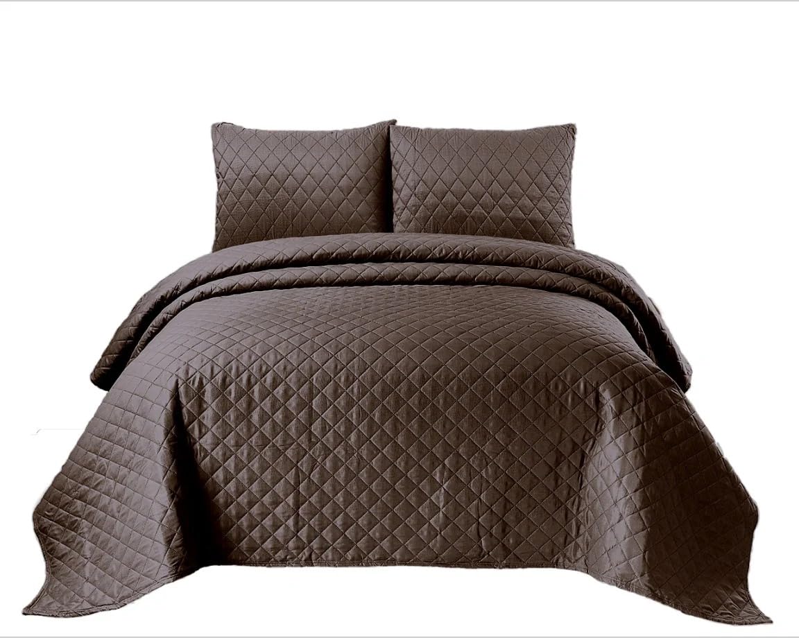 Party HuB Quilted Emboss Comfirtable Bedspread 3 Piece Set Embossed Quilted Fabric Coverlets Bedspreads with Pollow Cover