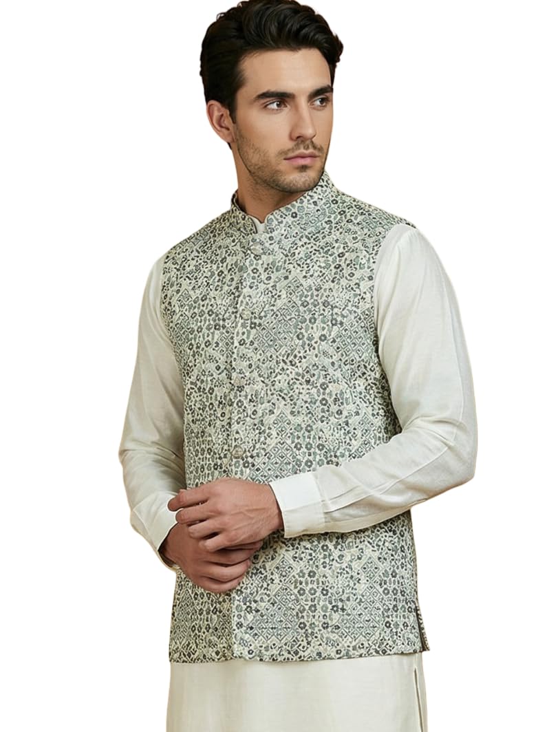 jompers Woven Design Nehru Jacket for Men-picture-30