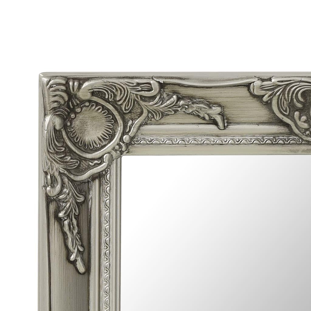 Specchio da parete in stile barocco, cornice in legno argentato, 50 x 50 cm, quadrato, con ganci di fissaggio, moderno specchio decorativo, specchio da trucco ad alta definizione, per
