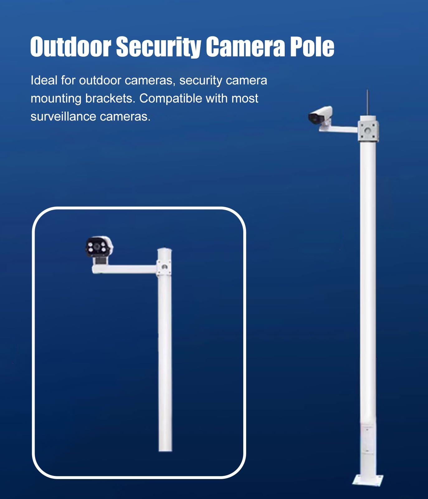 überwachungskamera Halterung Überwachung der Überwachung Kamera -Stangenbodenhalterung, Wetterfestes Metallüberwachungskamera Rack Post, 1 M 1,5 M 2 M Hoher Vertikaler Pole -Halter -Kamerahalter(2m (6