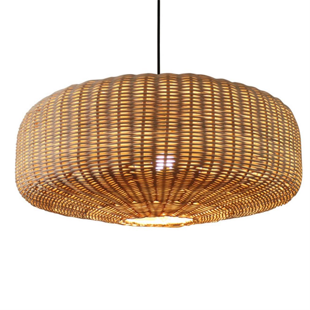 LYMSXAZOU Hanging Rattan Chandelier Large Handwoven Wicker Light Fixture Ceiling Pendant Lighting For Hallway Entryway Kitchen Island Dining Room Bedroom Coastal Retro Lamp