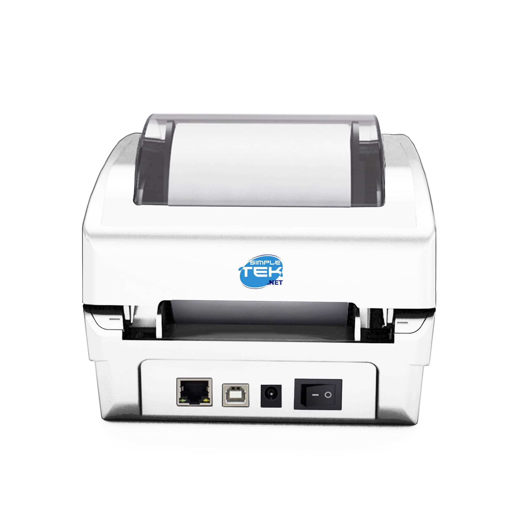 SIMPLETEK - Drukarka termiczna 80 mm - podwójny tryb etykiet i paragonów - Łączność USB + Ethernet LAN - obsługa TSPL/ESC/POS - biała