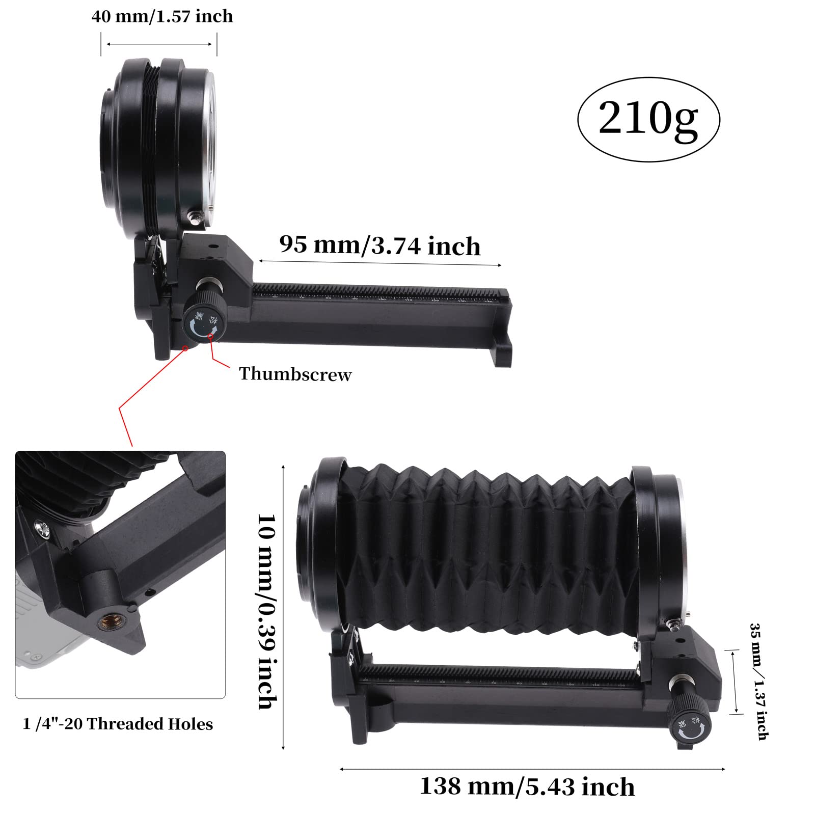 FOTGA Macro Extension - Dispositivo a soffietto per fotocamera Sony E-Mount NEX-7 A9 II A7S A7 Mark IV A7R III A1 A7C A700 A6500 A6400 A6300 A600 A6000 A5100