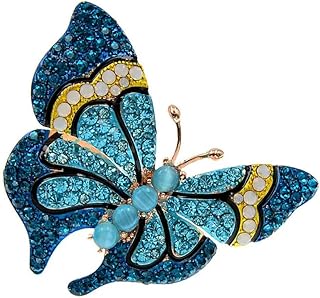 Broches de mariposa de color azul para mujer, pin de insectos para invierno