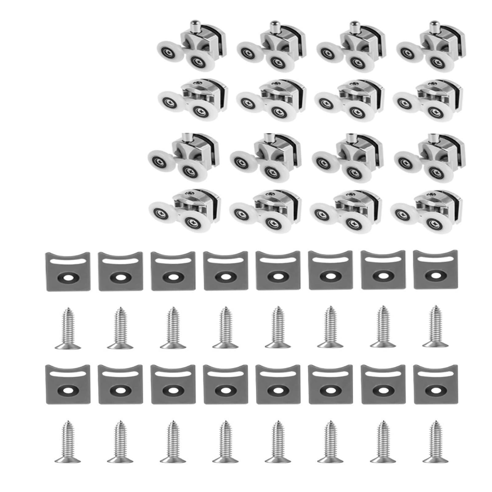 Rotelle Box Doccia 4/8/16 pezzi Rulli for porte for schermi doccia Ruote for guide in lega di zinco Twin Top Sostituzione for vetro 12-14mm(16pcs)