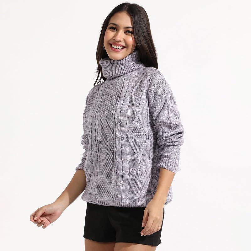 Image of PINACOLADA Women's Geometric-Textured Pullover Sweater for Casual Wear | Crew Neck | Long Sleeves | Pull On Closure | Sweater Crafted with Comfort Fit for Everyday Wear