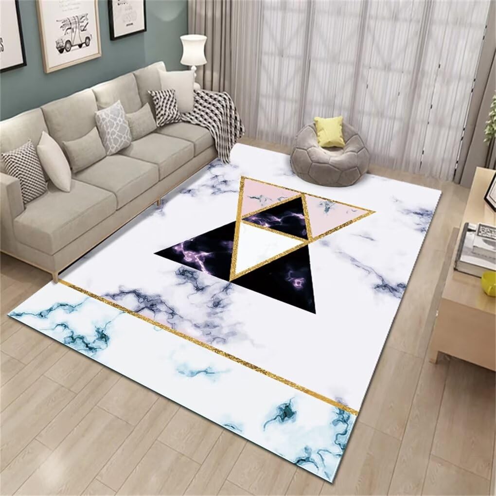 Tapis lavable en marbre pour chambre fille facile à nettoyer