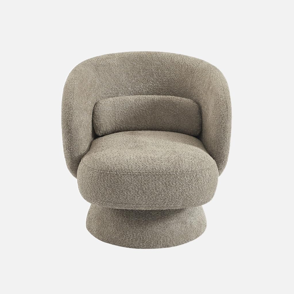 sweeek-Sillón Giratorio 360° en Tela Texturizada con cojín Beige - 76x76x76.5 cm