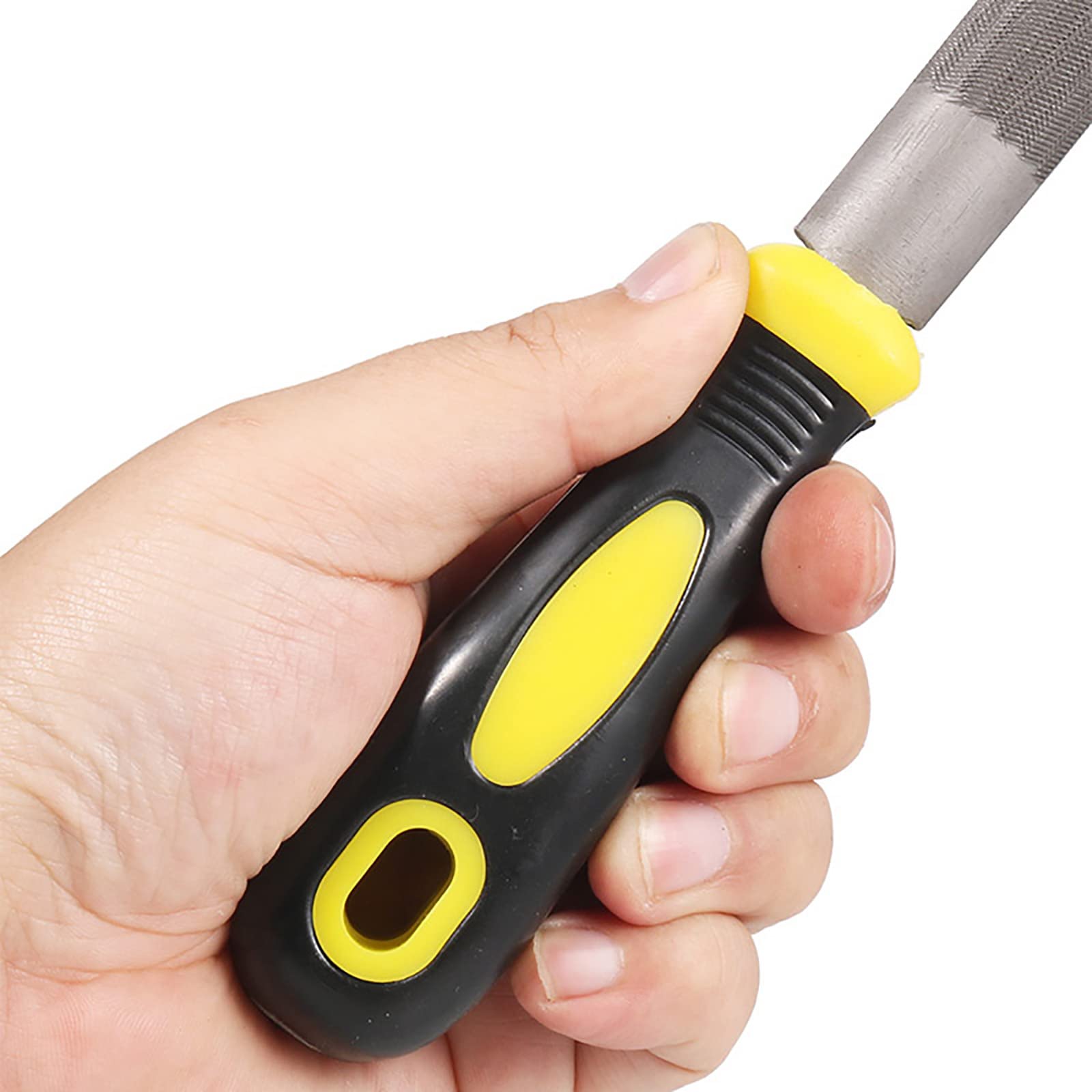 Juegos de herramientas manuales, juego de limas, escofina for madera, acero al carbono, juego de limas de metal de 5 piezas con lima plana, cuadrada, triangular, redonda y semirredonda(Size:310mm)