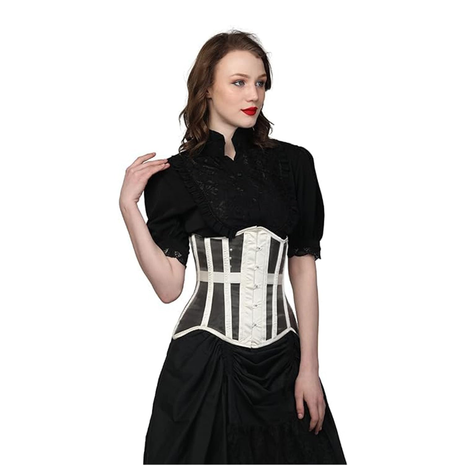 corset vogue Ivory Mesh Curvy Under Bust Corset for women-picture-47