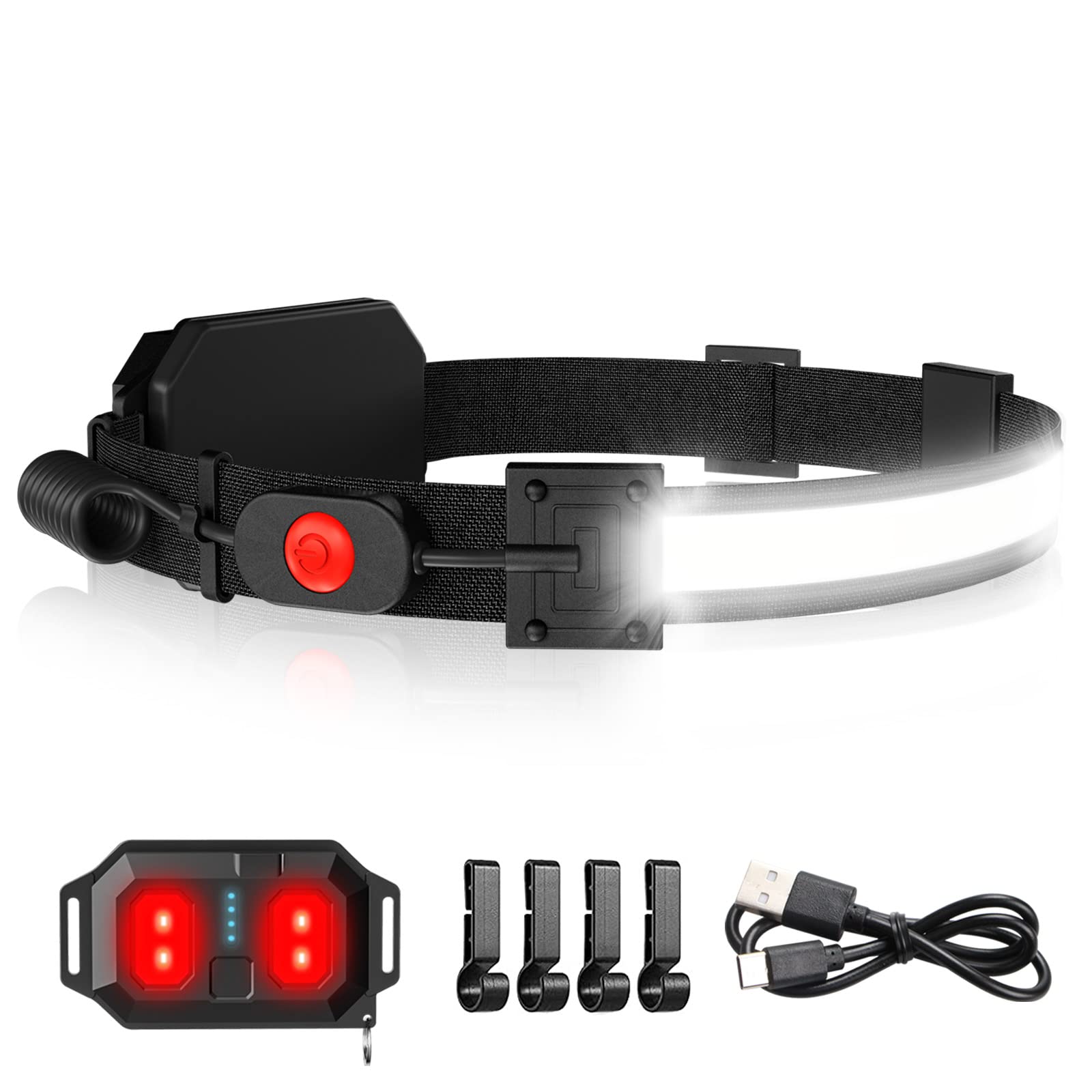 LED Headlamp USB Rechargeable 1000Lumen 230° Wide-Beam LED Headlight Red Taillight, Super Bright Headband Light, Waterproof Headlamps Camping,Hiking, Hard Hat Headlamp
