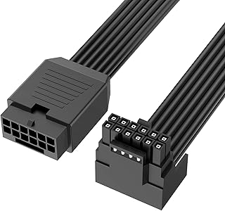 J&D PCI-E 5.0 Extension Cable, 12″ PCI-E Extension Cable Right Angle 16 Pin (12+4) Male to Female 16AWG 12VHPWR for RTX 40…